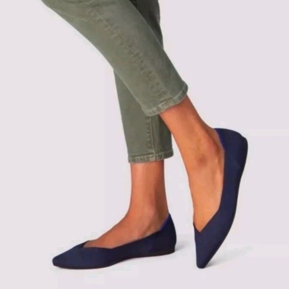 Rothy's Shoes - Rothy's The Point Navy Blue Knit Pointed Toe Flats Size 9